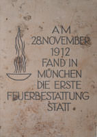 Gedenktafel - Erste Feuerbestattung in München