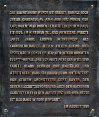 Bilder, Fotos von München Gedenktafel - Valentinhaus Gedenktafel - Valentinhaus - Gedenktafel - Valentinhaus (2011)